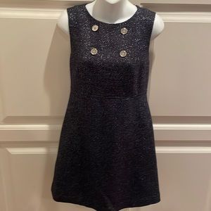 Tocca navy blue metallic sparkle shift dress sz 4